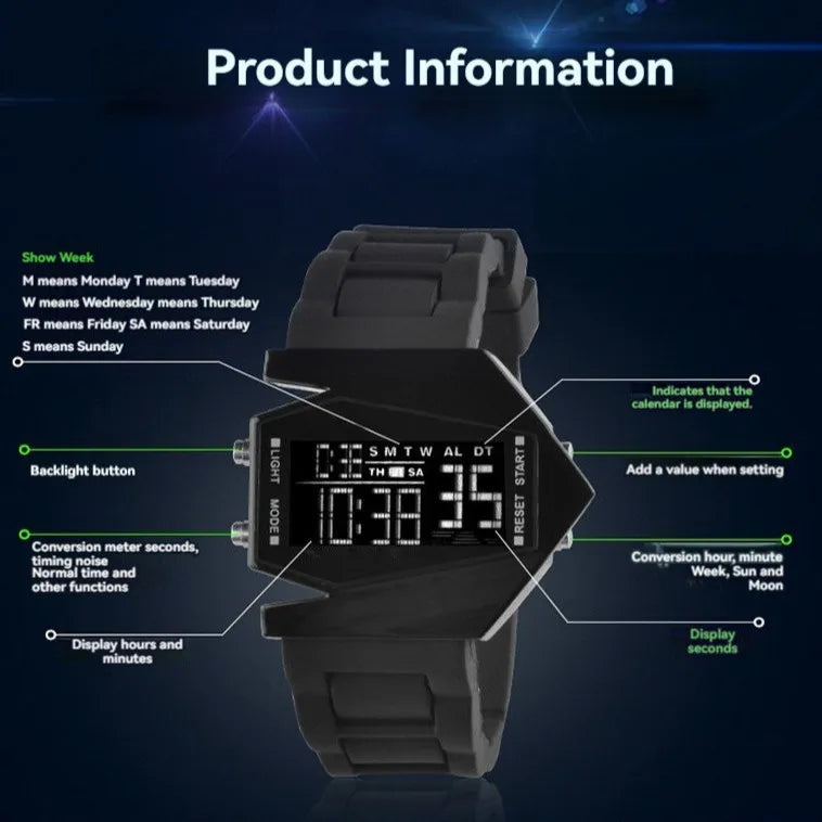 Kegllect Men Digital Watch Life Waterproof Multifunctional Time Date Alarm Luminous Sports Watches