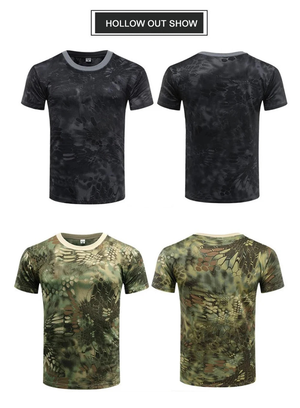 Men Casual Short Sleeve Tactical T Shirts Camouflage T-Shirt Quick Dry Outdoor Gym Top Tees Cargo T Shirt Male Clothing