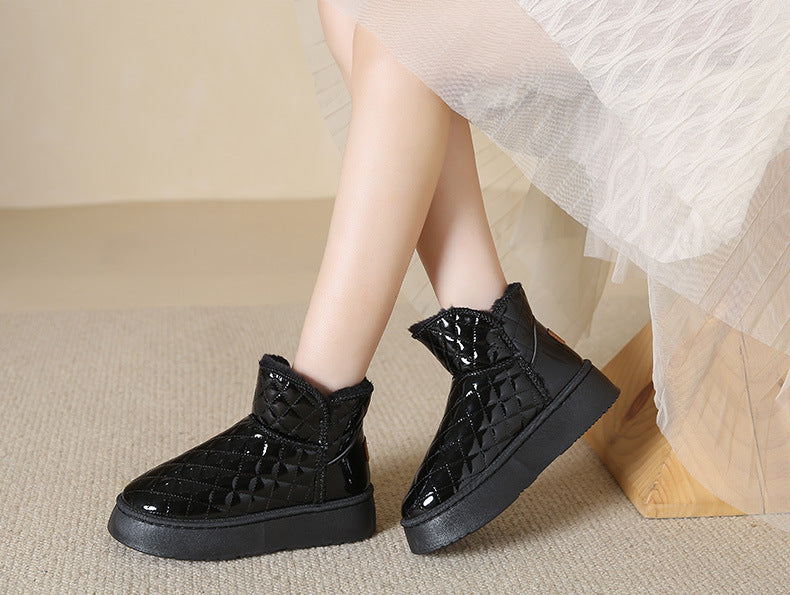 Women Snow Boots Warm Plush Slip-on Solid Fashion Female Ankle Boot Ladies Winter Comfortable Shoes
