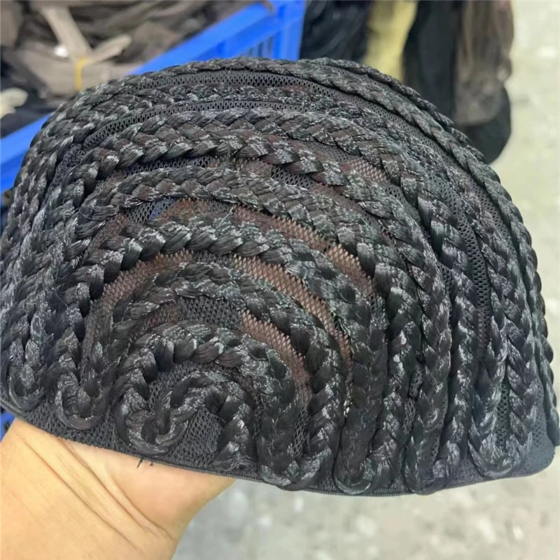1PC Braided Wig Cap For Crochet Hair Braids Breathable Cornrow Cap for Easier Sew in Weave Hair black ponytail wig cosplay wig