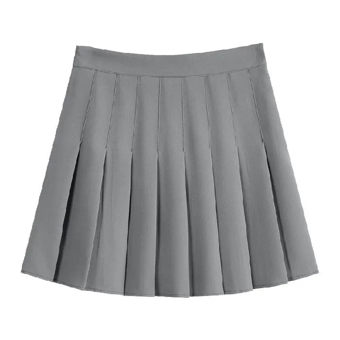 Pleated skirtwomen's half length skirt new high waist slimming belt with lining student outfit short skirt college style