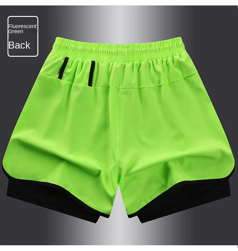 【 S-5XL 】 NASA GISS Sports Three Piece Pants Summer Popular Anti glare Double layered Sports Shorts for Men and Women Couples Ru