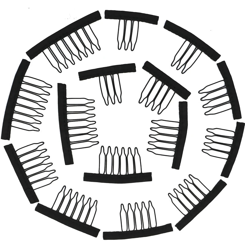 10Pcs Wig Combs To Secure Wig 4-7Teeth Wig Comb Wig Clips With Cloth For Making Wig Caps Steel Material Clips Combs