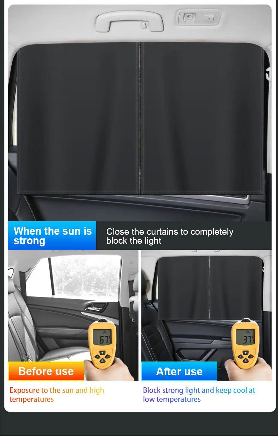 BLALION Double Layer Car Sun Shade Side Window Curtain Uv Protection Mesh Curtains Mesh Sun Shade Cover Magnetic Mosquito Net