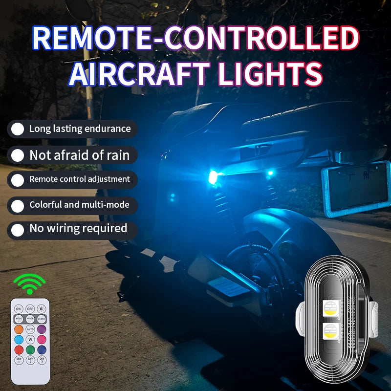 BLALION Car Motorcycle RGB Strobe Lights 8 Colors LED Flash Position Wireless Light Aircraft Airplane Helicopter Warning Lights