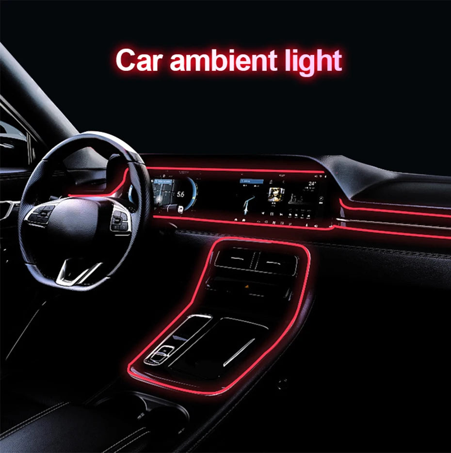 BLALION 2M/3M/4M/6M Car Interior Lighting LED Strip Decoration EL Wiring Neon Auto Flexible Ambient Light Party Atmosphere Diode