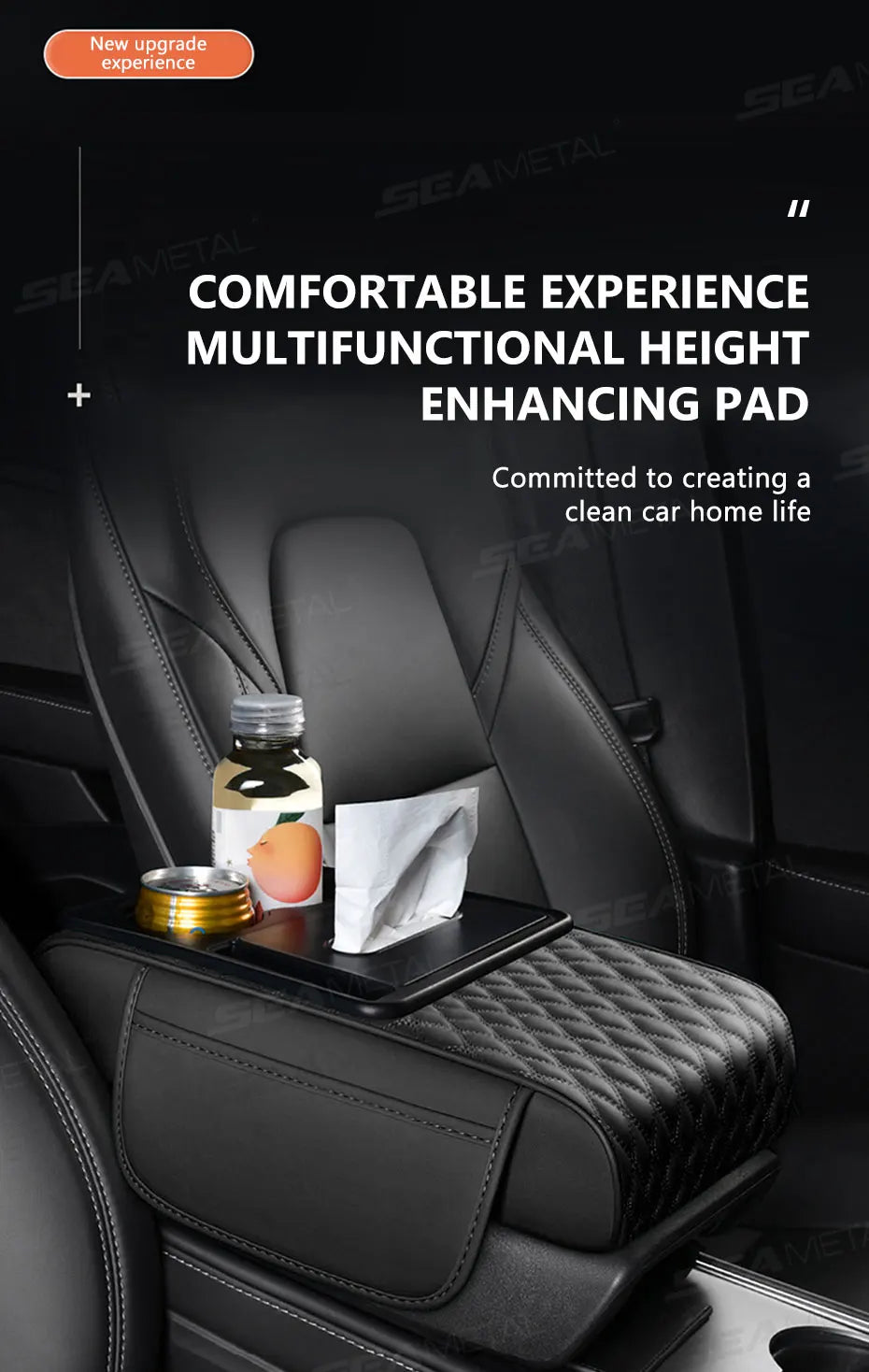 BLALION Car Armrest Box Thicken Height Pad Arm Rest Cushion with Tissue Box Cup Holder Memory Cotton Elbow Support Height Pad