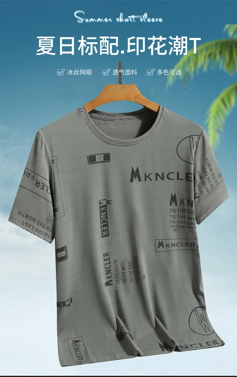 NASA GISS short sleeved t-shirt for men with round neck, fashionable and casual ice silk T-shirt for men with loose fitting, fas