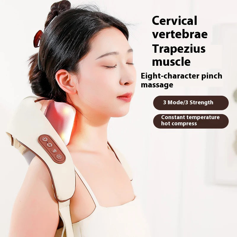 Neck and Shoulder Massager Wireless Shoulder and Back Kneading Massage Shawl Trapezius Neck Cervical Masajeador