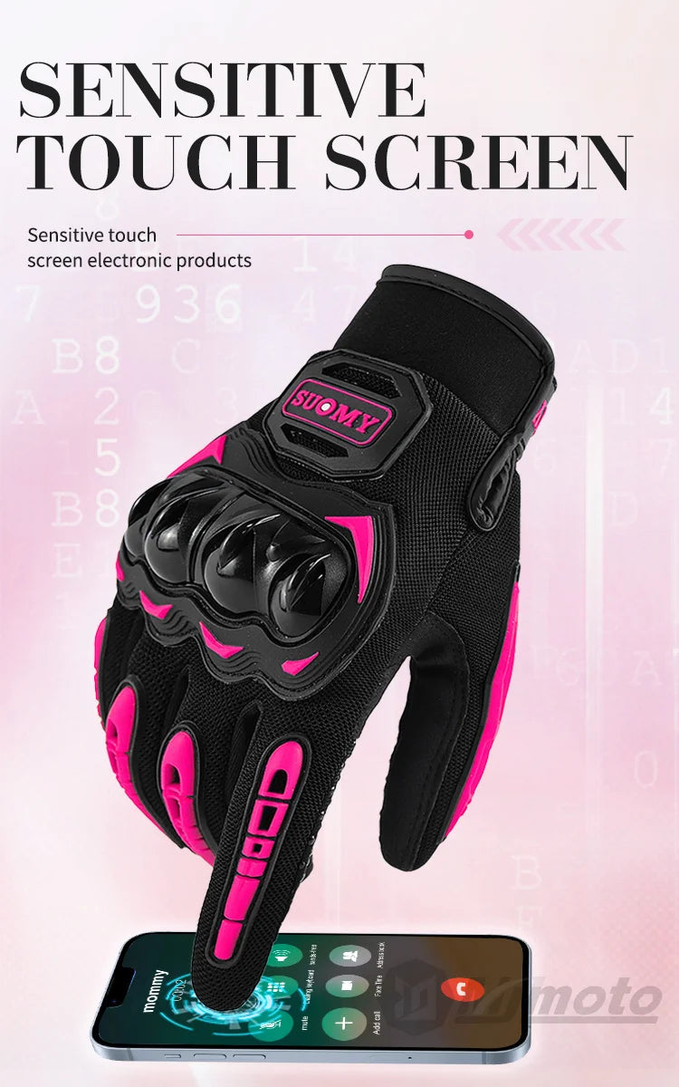Suomy Lady Pink Motorcycle Gloves Summer Women Breathable Motocross Racing Gloves Motorbike Bicycle Cycling Moto Gloves Female