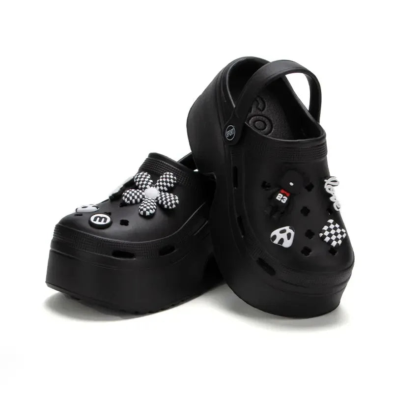 Women Chunky Platform Sandals 2024 Summer Soft Thick Sole Diy Clogs Garden Shoes Woman Closed Toe Non-Slip Beach Slides Sandals