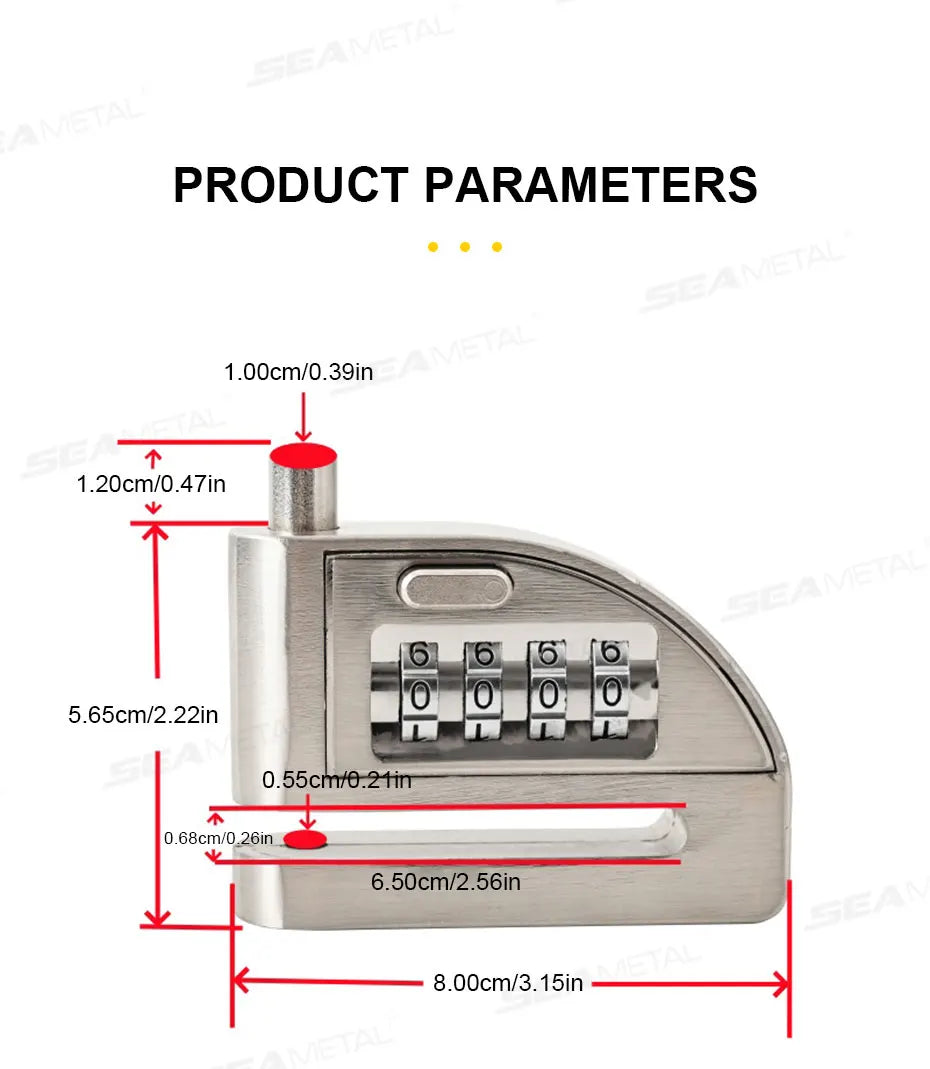 BLALION Motorcycle Scooter Wheel Password Disc Brake Lock Anti-pry Disc Lock Protect Rust-proof Electric Bike Anti-theft Lock