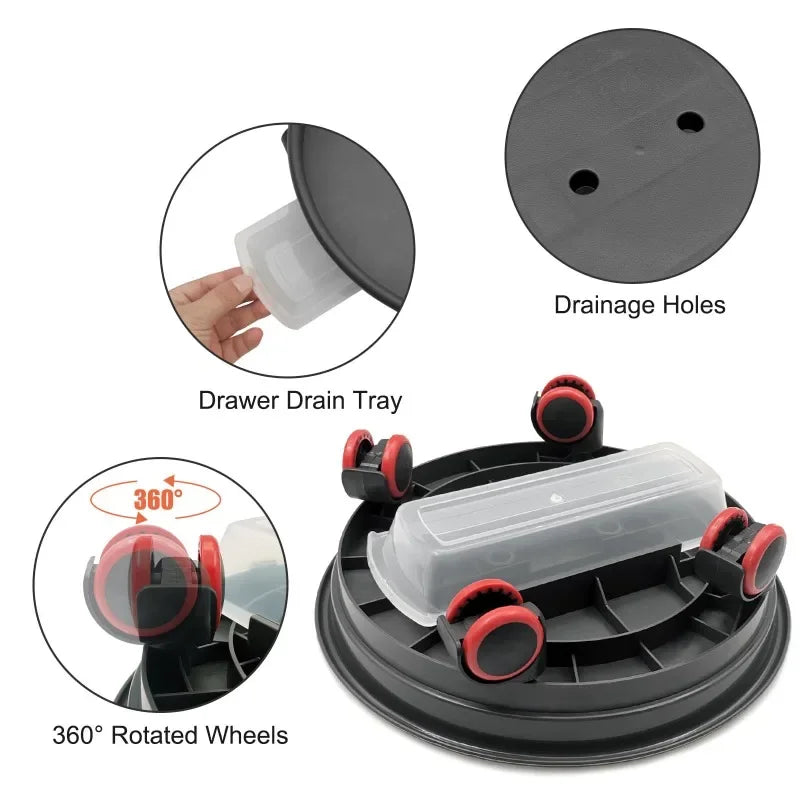 1pc Plant Caddy with Wheels 11.8" Plant Stand Heavy Duty Plant Dolly with Water Container