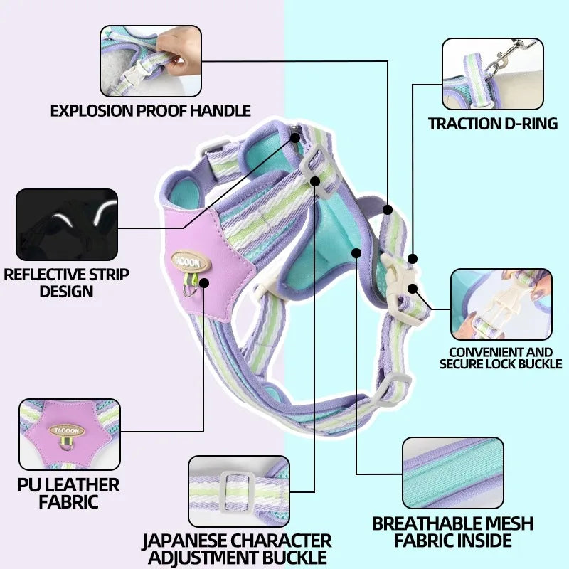 Puppy Harness Collar Dog Big Pet Tactical Vest Accessories Supplies Cats Chest Leash Dogs Pets Things Small Products Collars