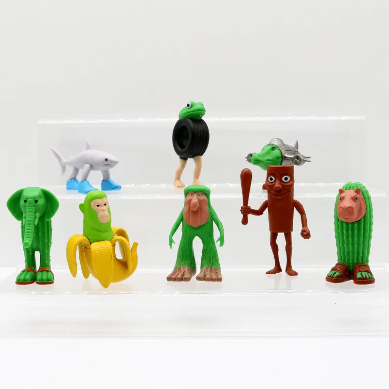 8PCS Italian Brainrot Anime Action Figures Tung Tung Tung Sahur Ornaments Figure Funny Meme PVC Toys Model Home Decor Kids Gift