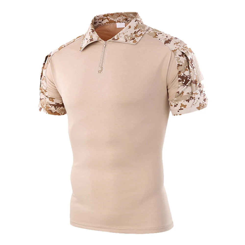Tactical T-Shirts Mens Outdoor Sport Tee Quick Dry Short Sleeve Shirt Hiking Hunting Combat Men Camo Clothing