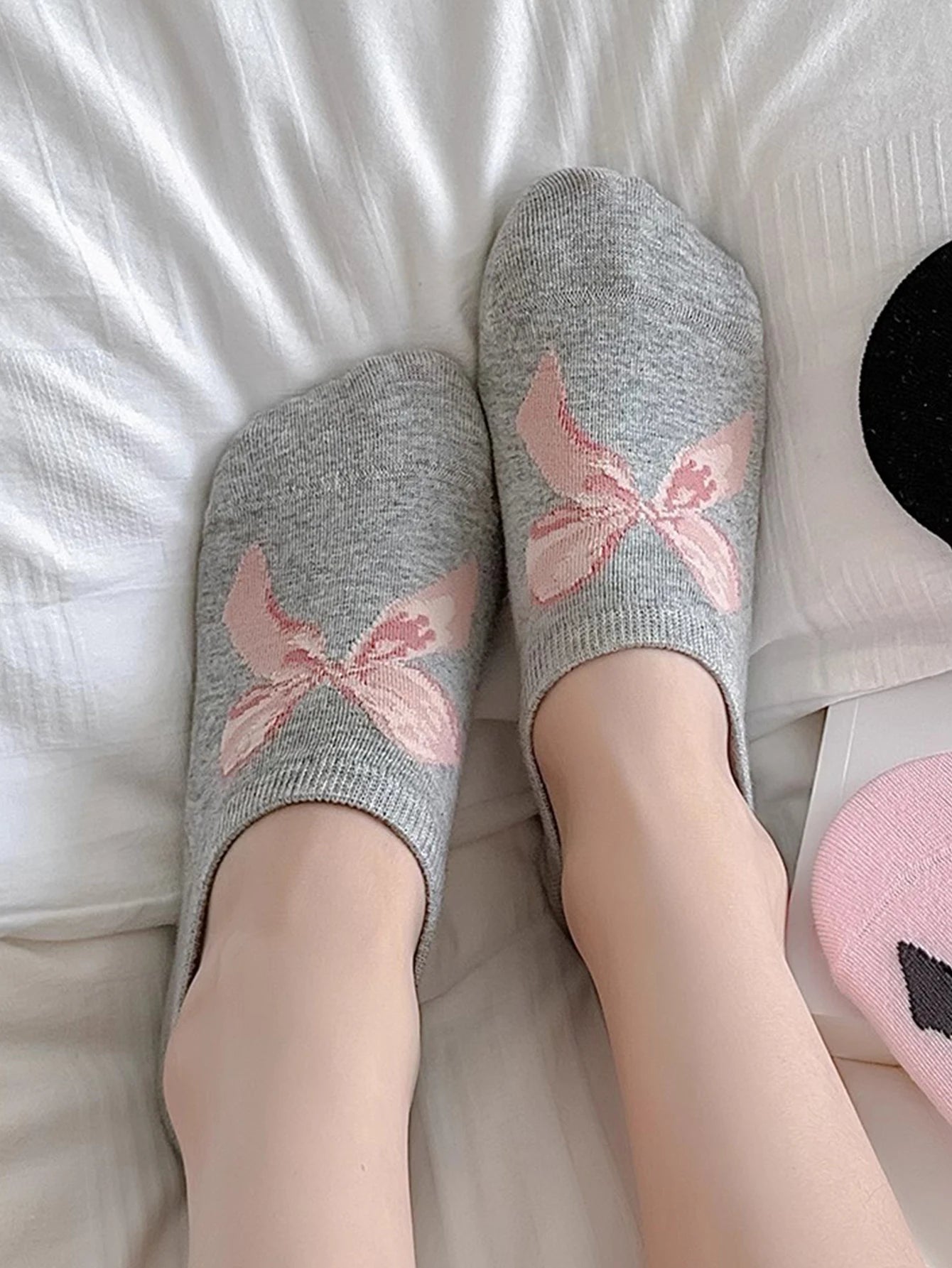 5 Pairs Summer Autumn Boat Socks For Women Non-slip Silicone Invisible Shallow Mouth Bow Socks Ankle Sock Slippers