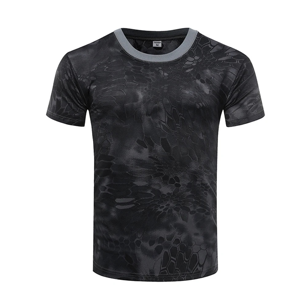 Men Casual Short Sleeve Tactical T Shirts Camouflage T-Shirt Quick Dry Outdoor Gym Top Tees Cargo T Shirt Male Clothing