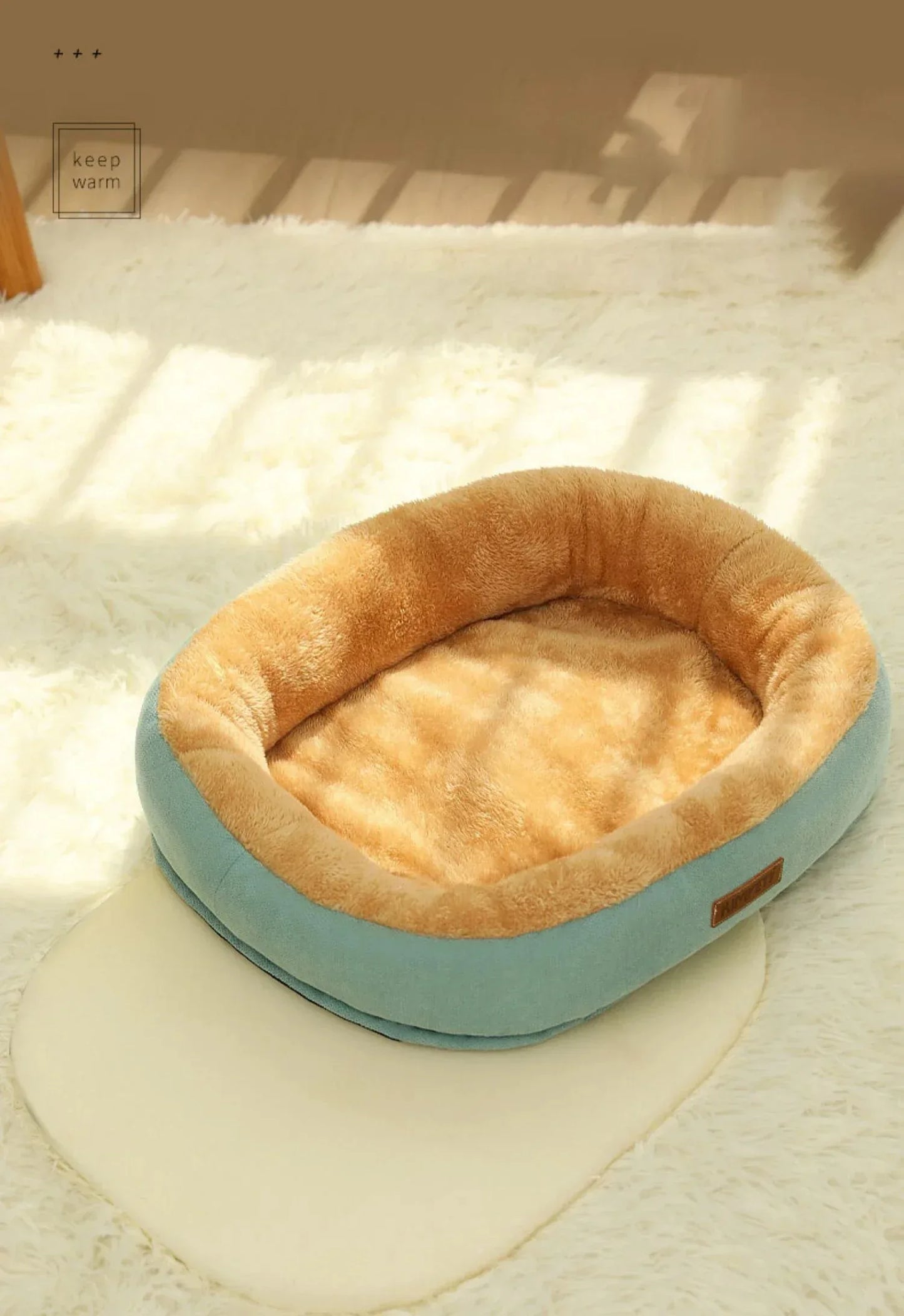 Warm Puppy Bed for Winter Cats Plush Goods Fluffy Beds Pet Accessories Houses Cushions Habitats Dog Mat Basket Supplies Kitten