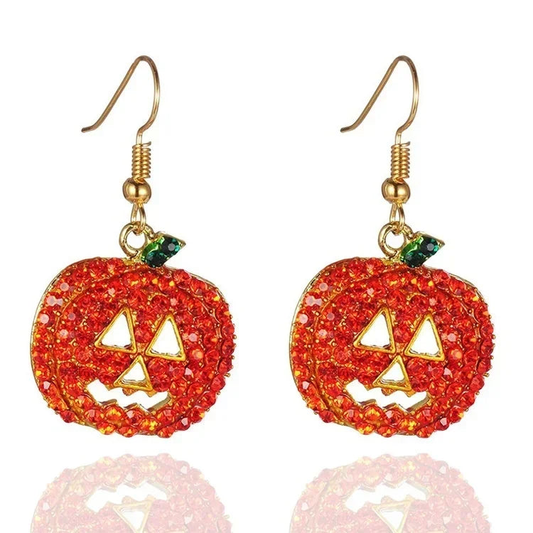 1 Pair Halloween Earrings Pumpkin Skull Metal Earrings Female Jewelry Ghost Festival Female Ear Jewelry Earring New