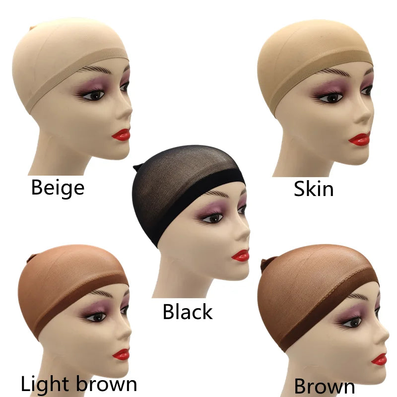 24pcs/Bag Top Stocking Wig Cap Hair Net For Weave Hair Wig Nets Black Brown Stretch Mesh Wig Cap For Making Wigs