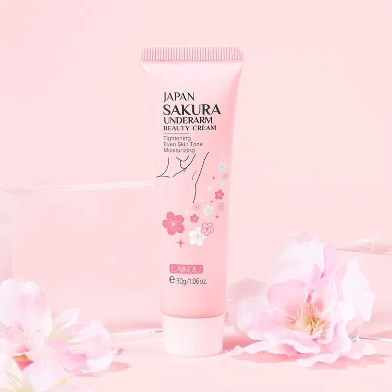 Laikou Sakura Body Whitening Lotion Dark Spot Remover For Underarms Knees Elbows Melanin Bleaching Lightening Cream 30g