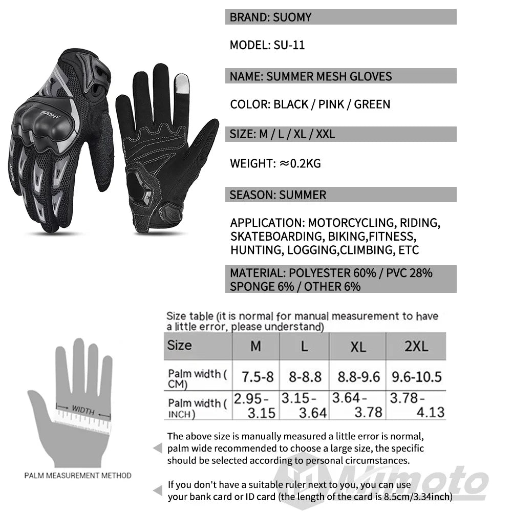 Suomy Motorcycle Gloves Men Women Summer Motorbike Racing Gloves Touch Screen Breathable Motocross Moto Biker Cycling Gloves