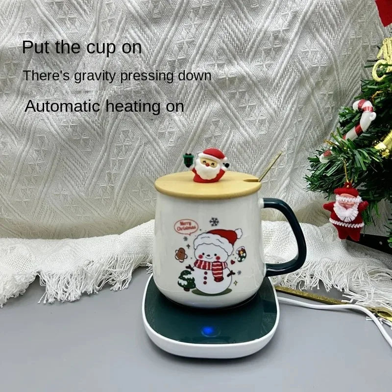Christmas Gift Set:55 ℃ Thermostat Mugs Cup Ceramic Cup With Lid With Spoon Mugs Coffee Cups For Office Or Home Use
