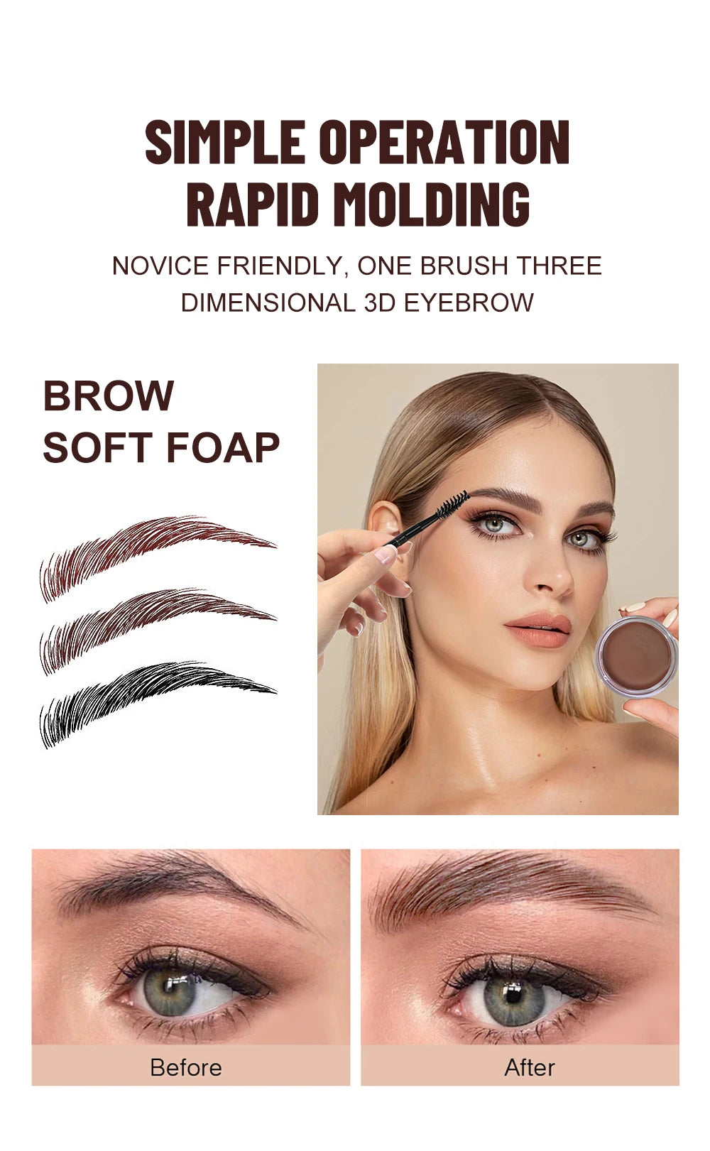 3D Wild Eyebrow Gel Wax Brow Styling Soap Tint Eyebrows Enhancers Brows White Brown Makeup Black Cosmetic Tool Makeup