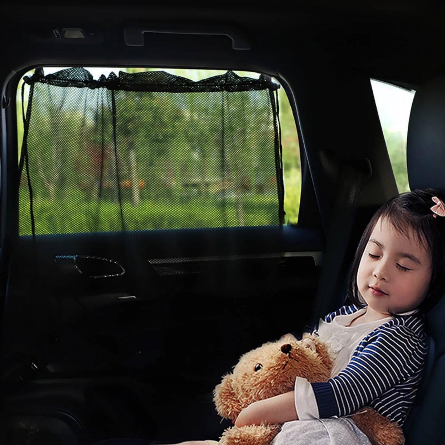 Car Divider Curtains Sun Shade-Privacy Travel Nap Night Car Camping Detachable Simple Curtain(Black)