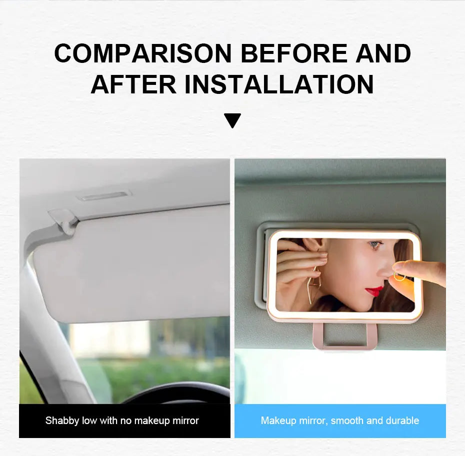 BLALION Car Sun Visor Makeup Mirror Rechargeable Touch Sensor Cosmetic Mirror Large Screen Fill Light Car Vanity Interior Mirror