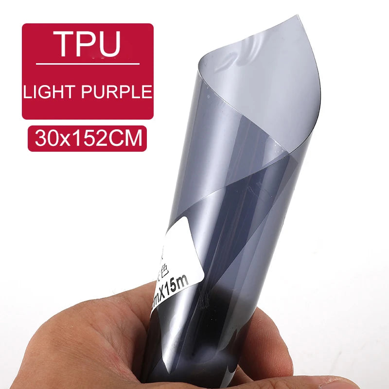 BLALION Photochromic Car Headlight Film TPU Anti Scratch Repairing HD Headlight Film Black/Purple Headlamp Protective Sticker