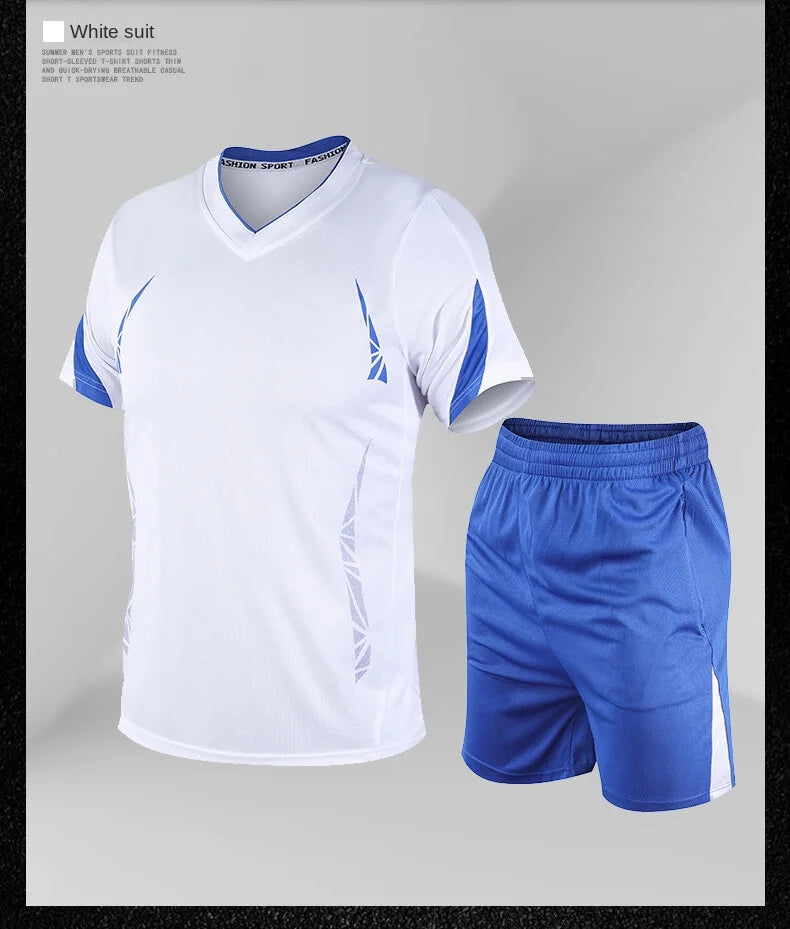Sports suit men's summer fitness short sleeve T-shirt men's fast drying clothes running loose casual Sportswear large