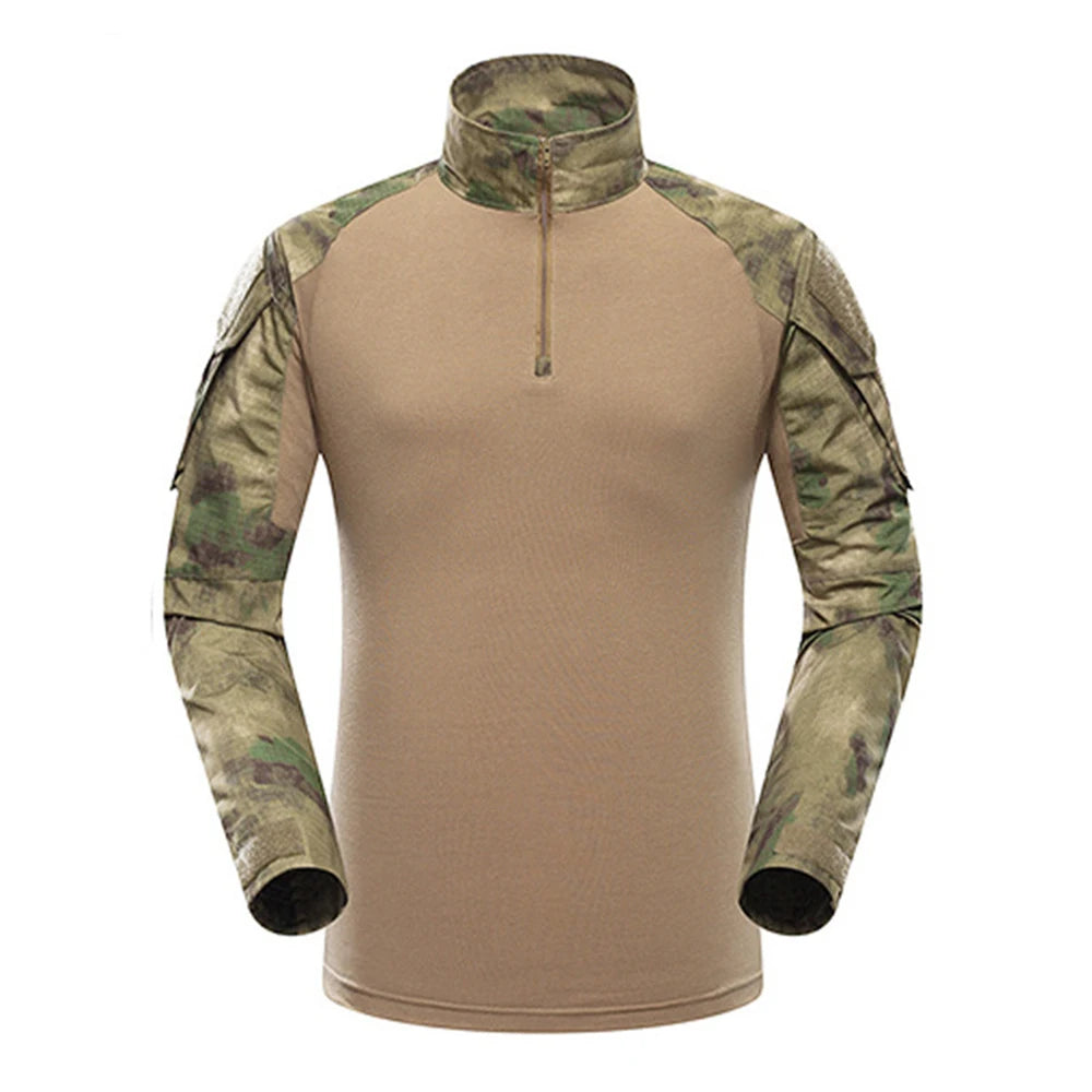 Outdoor Tactical Hiking T-Shirts Men Combat Camouflage Long Sleeve Hunting Training Climbing Shirt Cotton Sport Clothes