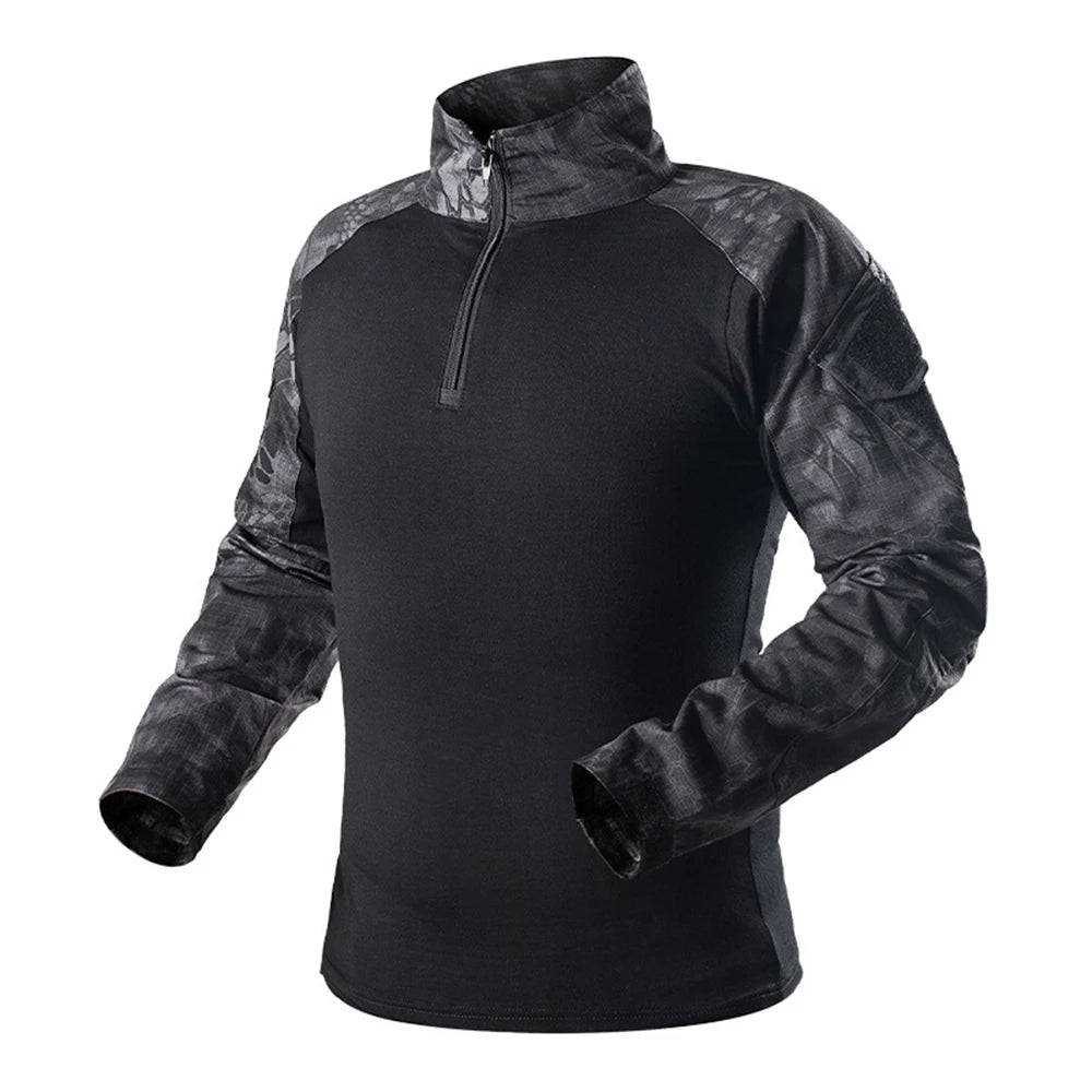 Outdoor Tactical Hiking T-Shirts Men Combat Camouflage Long Sleeve Hunting Training Climbing Shirt Cotton Sport Clothes