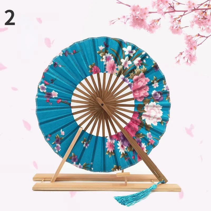1PC Windmill Fan Female Gift Fan Japanese Round Fan Portable Folding Fan Lady Folding Fan