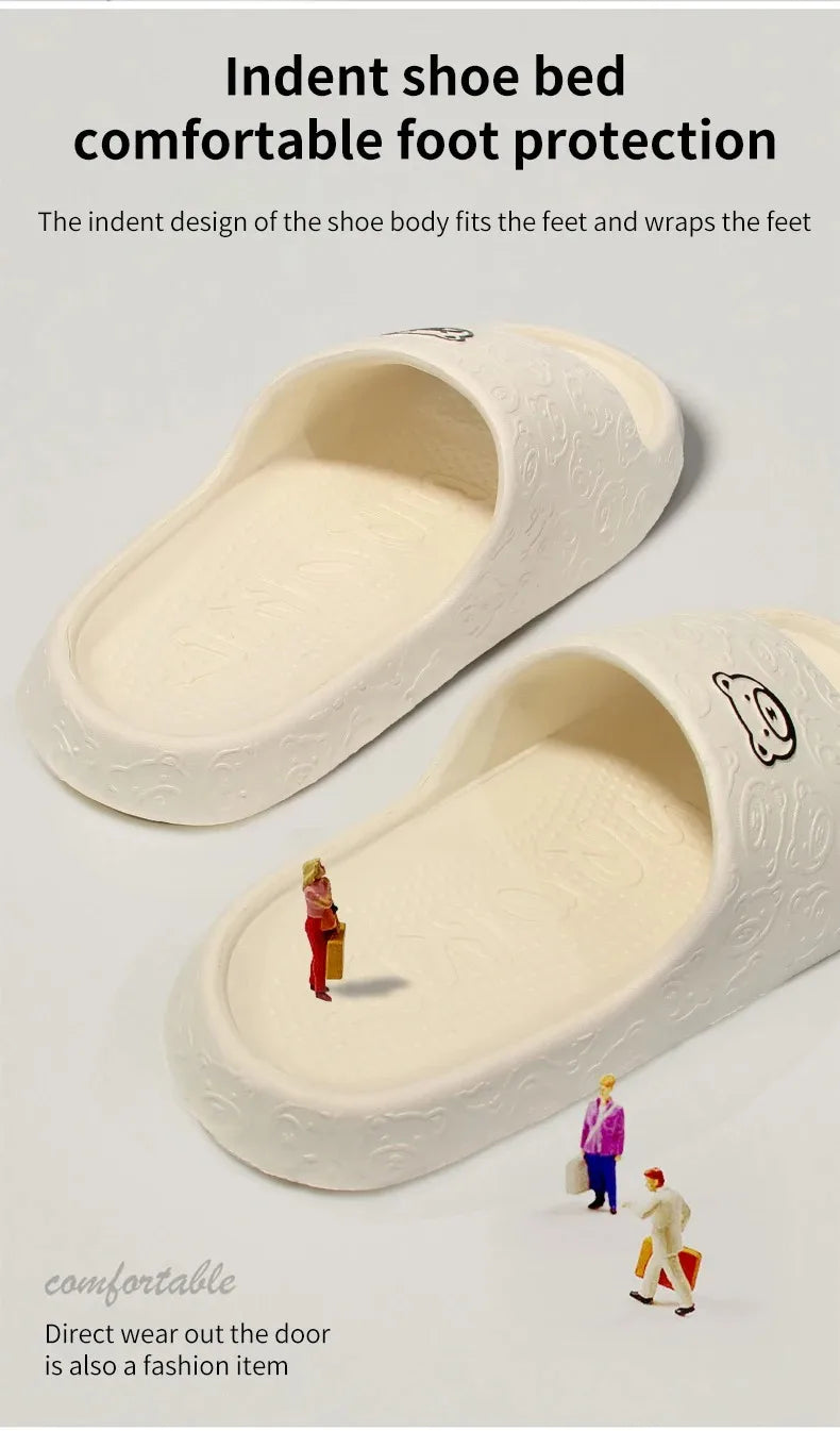 Summer Unisex Couple Cartoon Slippers Men Women Non-Slip Slides Parent-Children Outdoor Indoor Shoes Thick Bottom Sandals