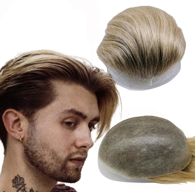 Toupee for Men 0.04mm Thin Skin PU Human Hair Prosthesis and Hair Units Hair Replacement System base 10*8