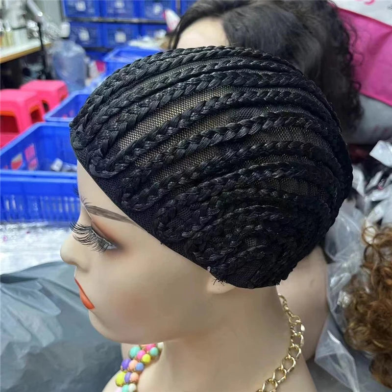 1PC Braided Wig Cap For Crochet Hair Braids Breathable Cornrow Cap for Easier Sew in Weave Hair black ponytail wig cosplay wig