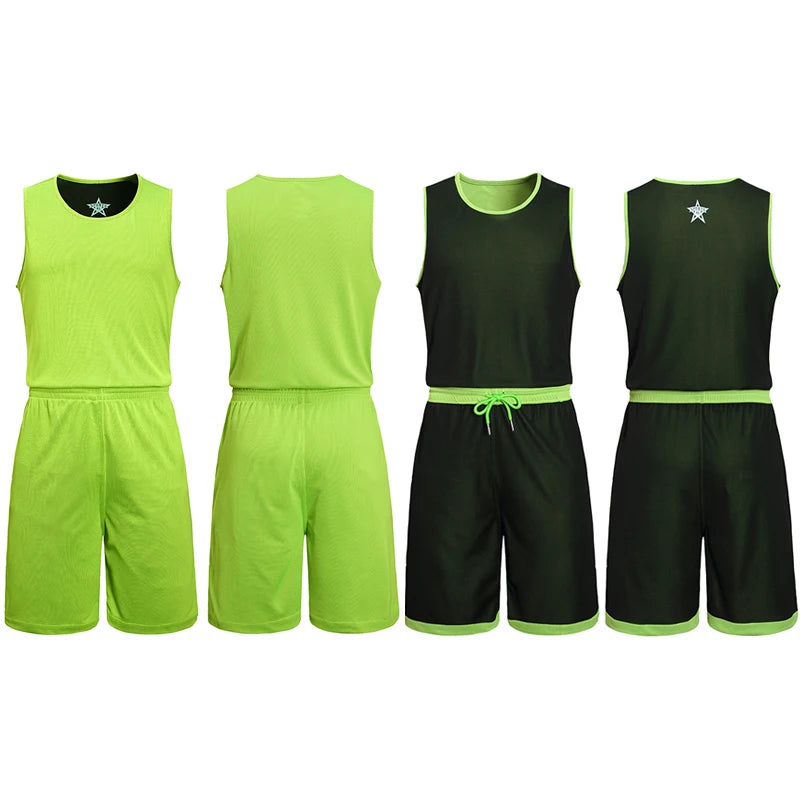NASA GISS Double sided Basketball Suit Ice Silk Sports Set Men's Summer Quick Drying Men's Running and Fitness Sleeveless T-shir