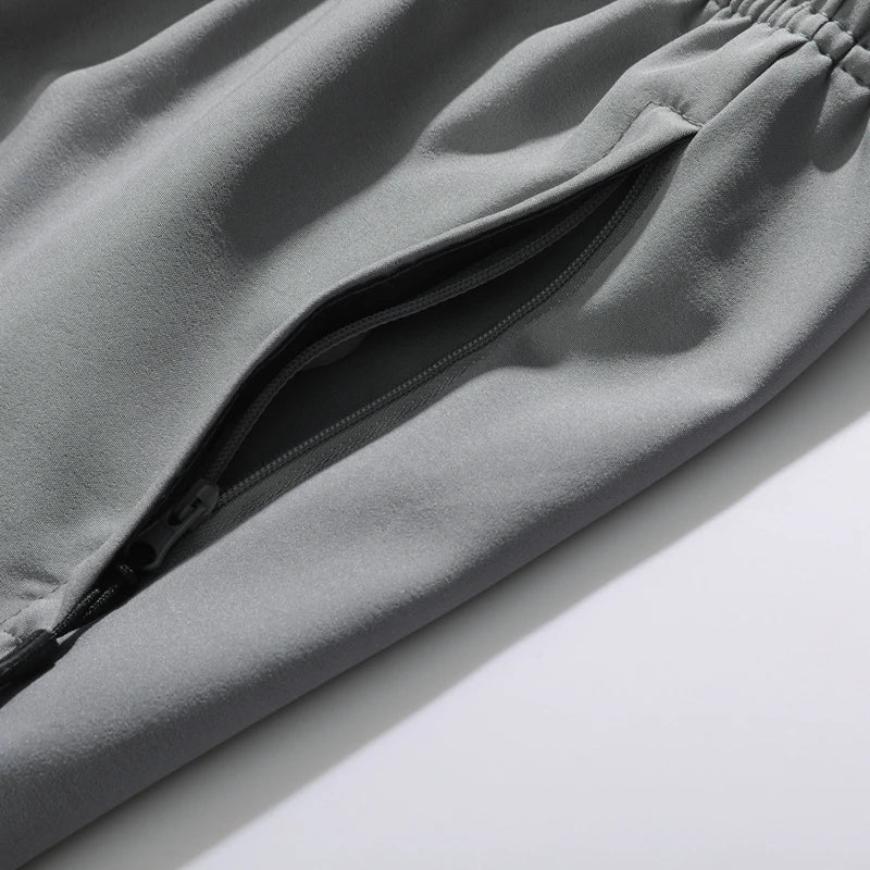Summer thin style men's shorts reflective vertical strip ice quick-dry stretch casual pants