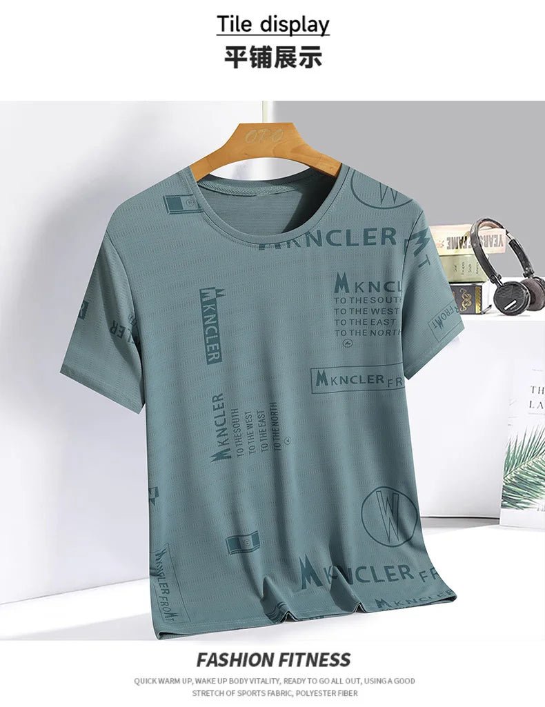 NASA GISS short sleeved t-shirt for men with round neck, fashionable and casual ice silk T-shirt for men with loose fitting, fas