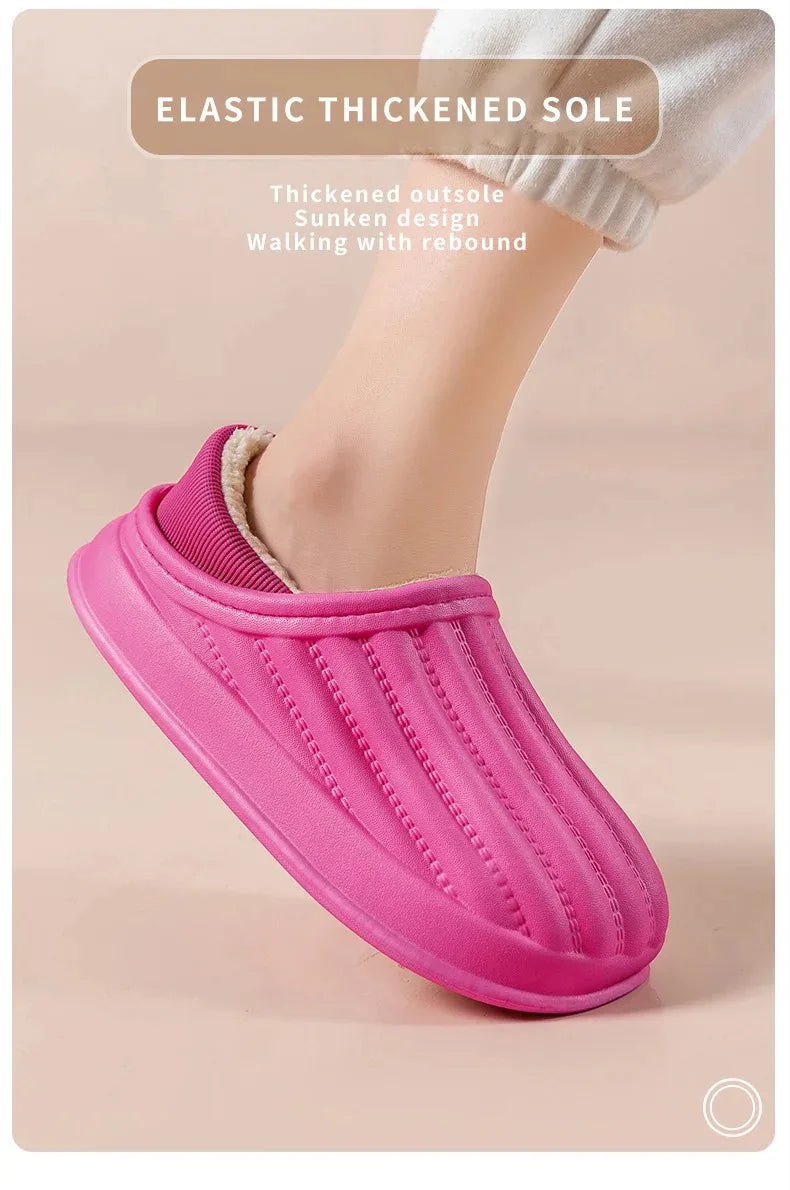 Winter Warm Cotton Slippers for WOMEN'S Home Wear, Thickened Waterproof, Snow Proof, Warm and Minimalist Couple Cotton Shoes