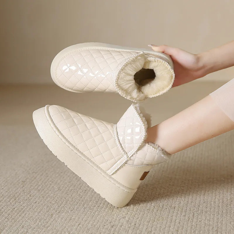 Women Snow Boots Warm Plush Slip-on Solid Fashion Female Ankle Boot Ladies Winter Comfortable Shoes
