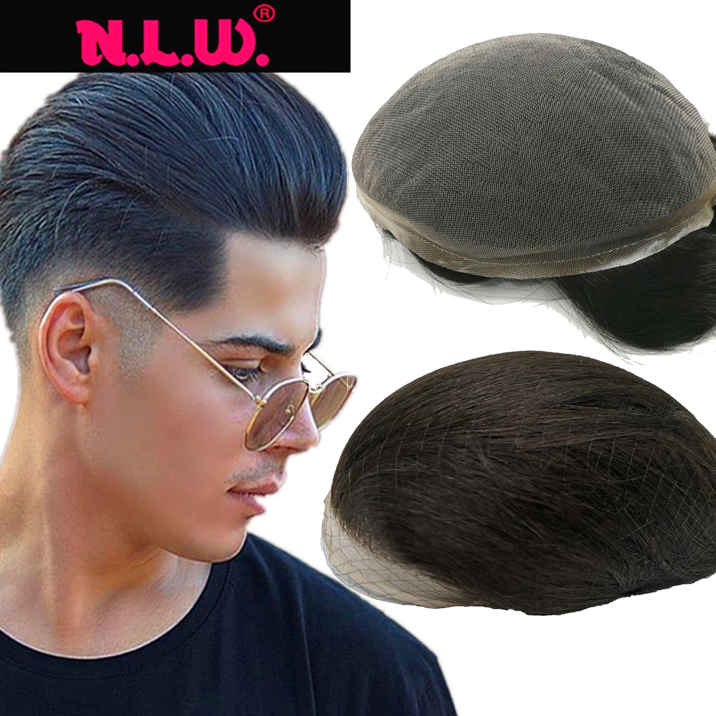 NLW Toupee for Men Human Hair Prosthesis Mens Swiss Lace Hair Replacement System Hair units base 10*8 Hair pieces