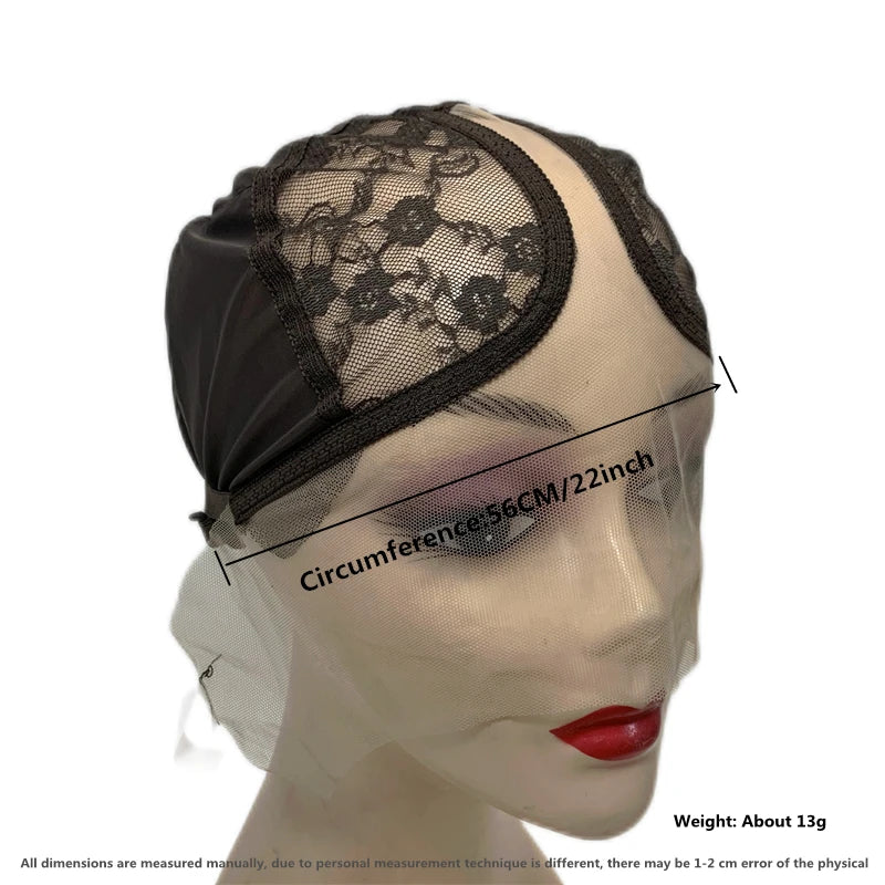 1PC T-Part Lace Wig Cap Adjustable Strap Brown/Beige Mesh Wig Making Hair Extensions Base Cap for Custom Wig Making