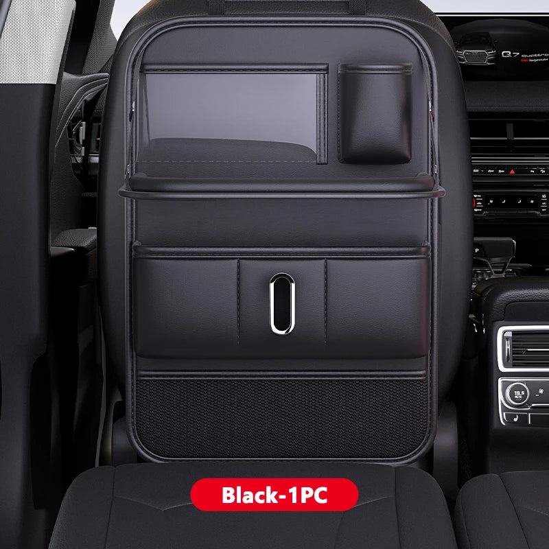 BLALION Car Seat Back Organizer with Foldable Table Tray Cup/Tissue Holder Storage Pocket Anti-Kick Pad Interior Accessories