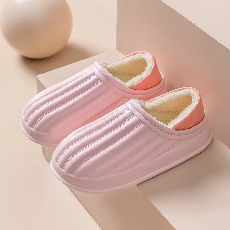 Winter Warm Cotton Slippers for WOMEN'S Home Wear, Thickened Waterproof, Snow Proof, Warm and Minimalist Couple Cotton Shoes