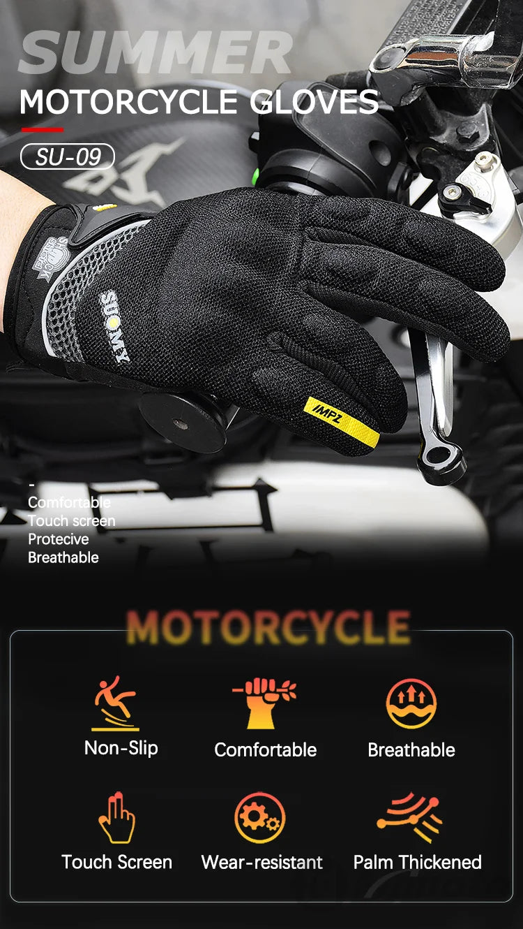 SUOMY Summer Motorcycle Gloves Men Women Touch Function Motorbike Racing Glove Full Finger Guantes Moto Biker Cycling Gloves