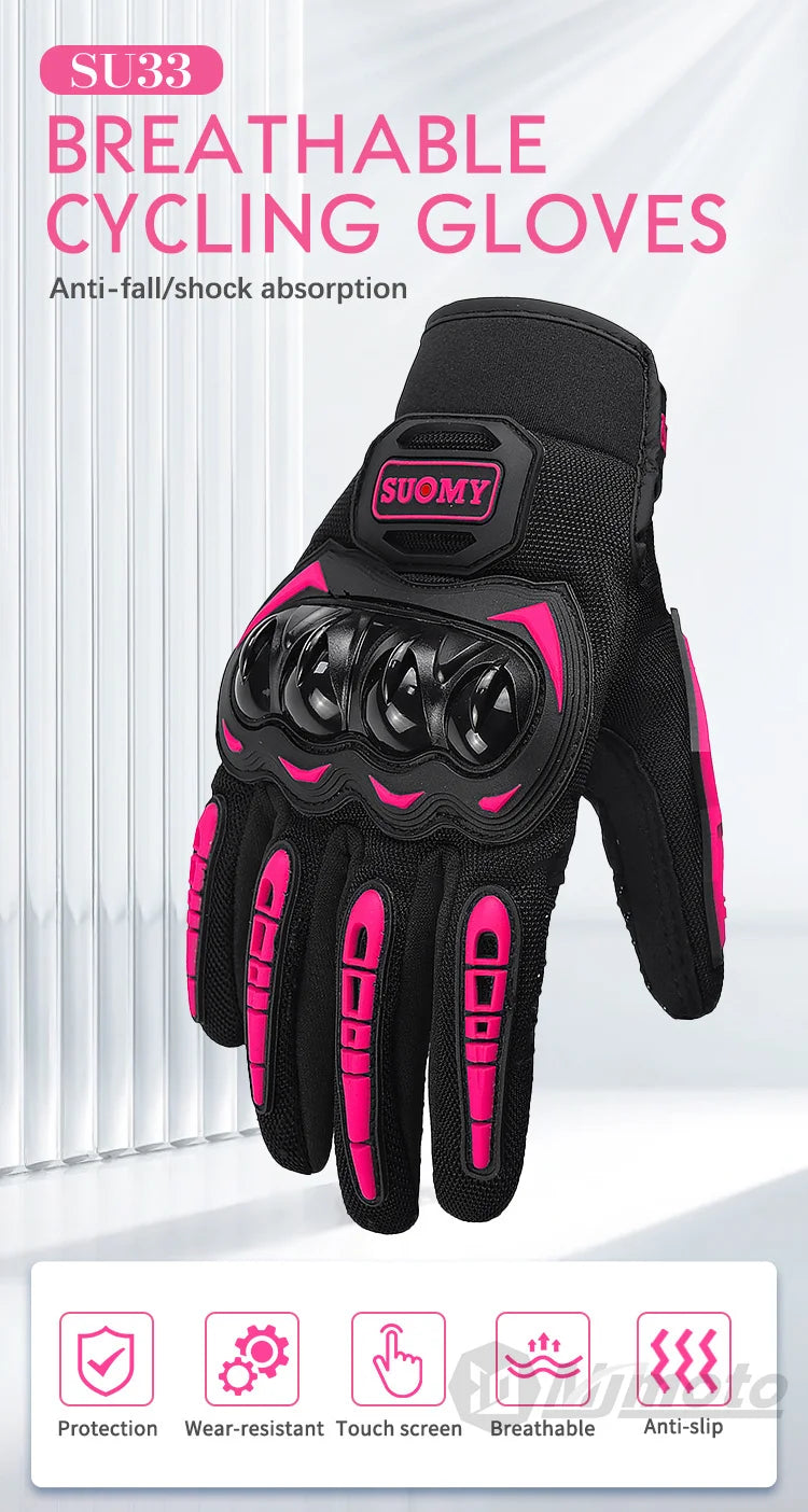 Suomy Lady Pink Motorcycle Gloves Summer Women Breathable Motocross Racing Gloves Motorbike Bicycle Cycling Moto Gloves Female